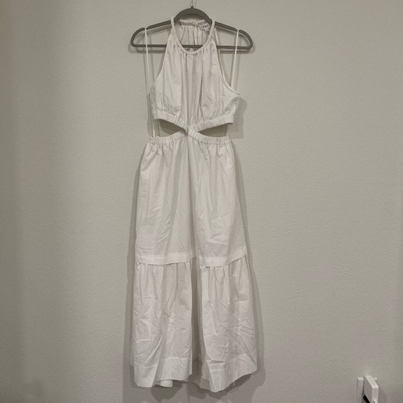 A.L.C. | Elegant Summer Whitney Cut Out Waist Midi Dress in White | Size 10 - Picture 3 of 15